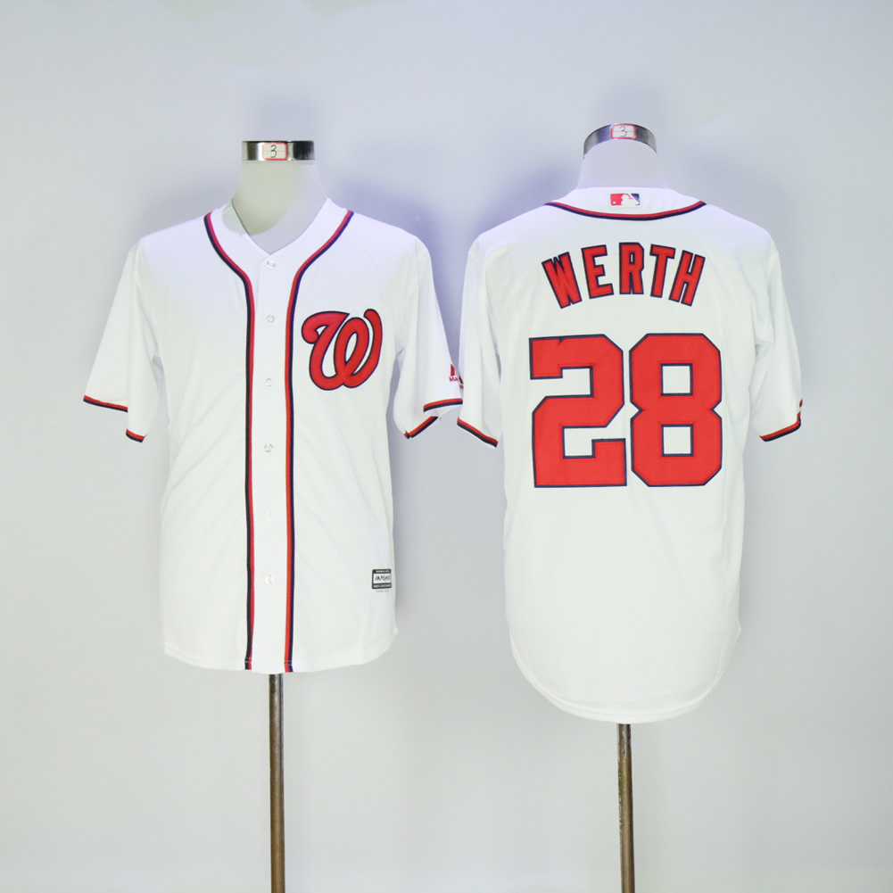 Men Washington Nationals 28 Werth White MLB Jerseys